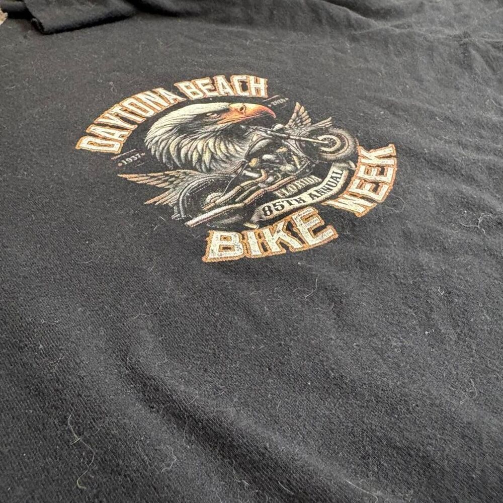 Super crazy graphic Black Daytona Beach Bike Week tee